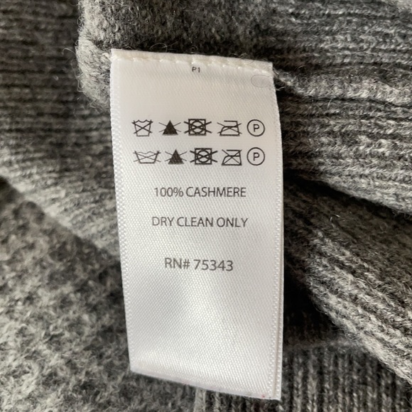 NICOLE MILLER 🤩100% cashmere M sweater gray waffle pattern sleeves turtleneck - Picture 4 of 6